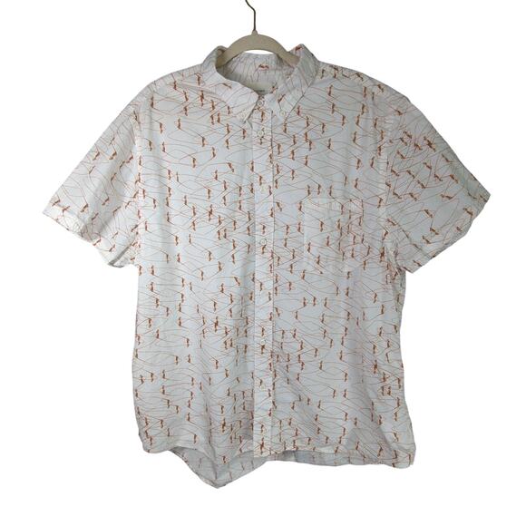 Billy Reid Other - Billy Reid Shirt Mens XXL White All Over Print Standard Cotton Short Sleeve